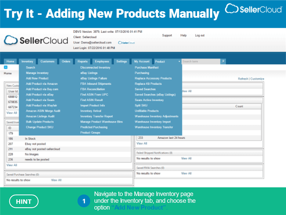 SellerCloud guided walkthrough